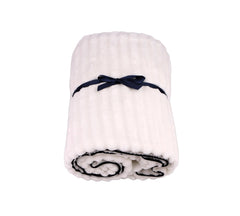 Striped Velvet Blanket White