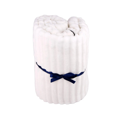 Striped Velvet Blanket White